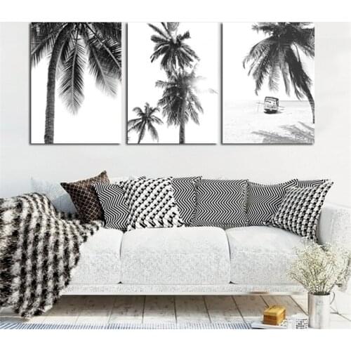 Modern Palm Coconut Tree Prints Black White Nordic Wall Art Canvas Paintings Poster Pictures for Living Room Home Decorative