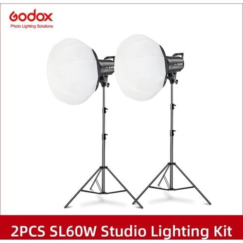 Godox SL-60W 60Ws 5600K Studio LED Continuous Photo Video Light Live Broadcast + 2.8m Light Stand + Lantern Softbox LED Light