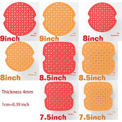T84F 7.5/8/8.5/9Inch Reusable Air Fryer Liner Square Round Silicone Non-Stick Baking Pad Mat Pastry Tools Kitchen Accessories