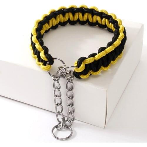 Woven Dog Collars P Chain Golden Retriever Nylon Adjustable Collar For Small Medium And Large Dogs Walking Artifact Pet Supplies