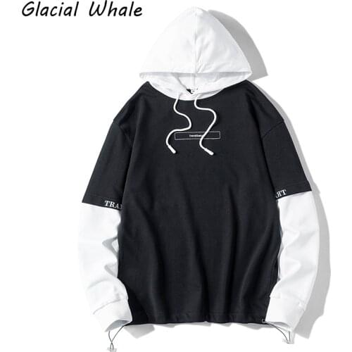 GlacialWhale Mens Hoodies Men Oversized New Printed Sweatshirt Japanese Streetwear Harajuku Casual Black Hoodie Men Sweatshirts