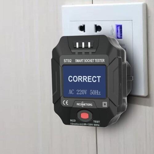 Smart Socket Tester with Voltage/Frequency Display , 110V-250V Receptacle Tester, Automatic Electric Circuit Detector