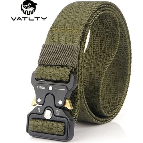 VATLTY Official Authentic Thin Belt Strong Soft Nylon Military Tactical Belt Rust-Proof Metal Buckle Outdoor Work Hiking Belt
