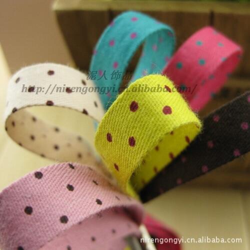High quality 1*100cm Double Face Cotton Dots Fabric cloth DIY Hair bowknot accessories material Satin Ribbon 5pcs/Lot