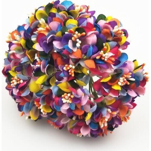 Top Quality Camellia 6pcs Artificial Flowers For Home Wedding Decoration DIY Pompom Wreath Decorative Bridal Flower Fake Flower
