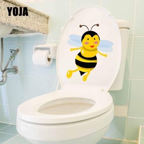 YOJA 19.3X22.3CM Cute Cartoon Bee Art Mural Toilet Wall Sticker Decal Bedroom Home Decor T5-1002