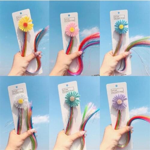 Girl Plush Fur Wig Hair Clips Ornament Flower Small Daisies Pigtail Barrettes Girls Headband Hairpins Braider Hair Accessorie