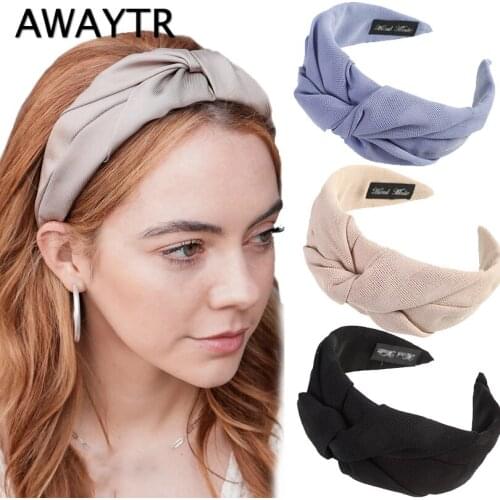 AWAYTR New Solid Color Cross Knotted Headband for Women Wide Bezel Hair Band Girls Hairband Hair Hoop Fashion Hair Accessories