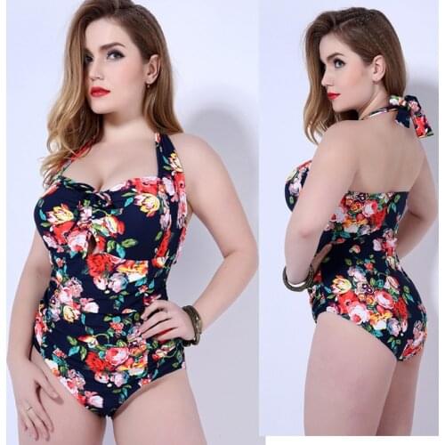 Women push up swimwear one piece swimsuit for female plus larges big size floral swim swimming suits beachwear bathing wear