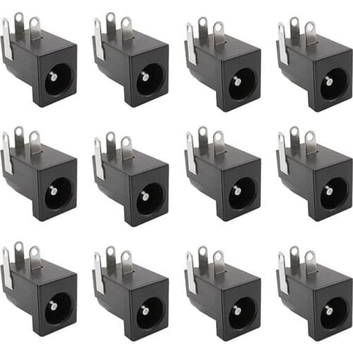 10Pcs Black DC-005 DC 5.5x2.1mm Connectors DC Power Jack Socket Supply Barrel-Type Right Angle PCB Mount Terminal