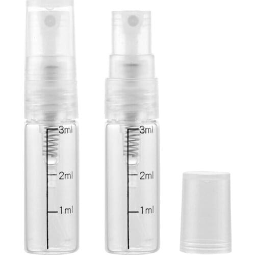 100Pieces/Lot 3ML Mini Portable Glass Scale refillable Perfume Bottle With Spray&Empty Parfum Vial With Atomizer For Traveler