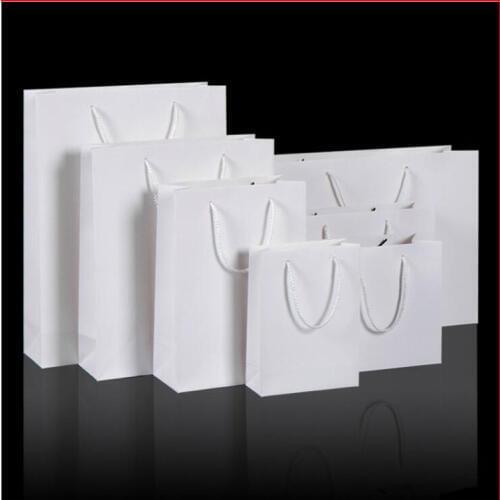 100PCS/lot) wholesale 250gsm cardboard white paper bag