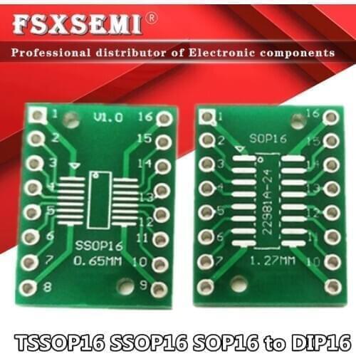100pcs TSSOP16 SSOP16 SOP16 to DIP16 Transfer Board DIP Pin Board Pitch Adapter PCB adapter sop16 ssop16 smd to DIP16 Pinboard
