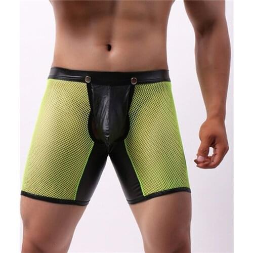 2021 New Mens Mesh Boxer Briefs Sexy Hollow Underwear Translucent Low Waist Youth Opening Breathable Boxer Briefs For Men