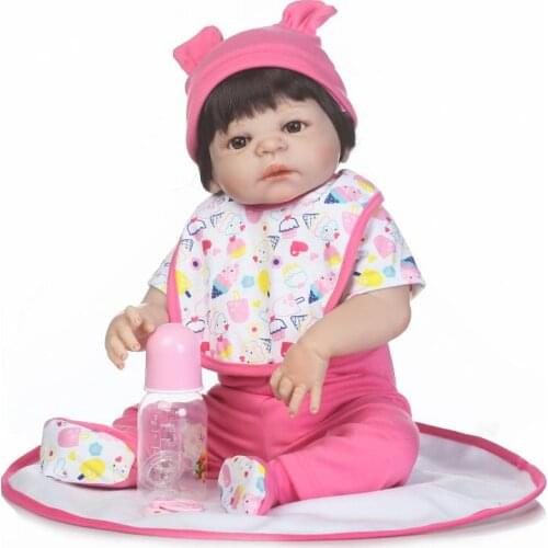 56cm Full Silicone Alive Baby Reborn Bebe Doll Super Realistic Girls Boneca 23 Inch Lifelike Children Play House Bath Toys Gifts