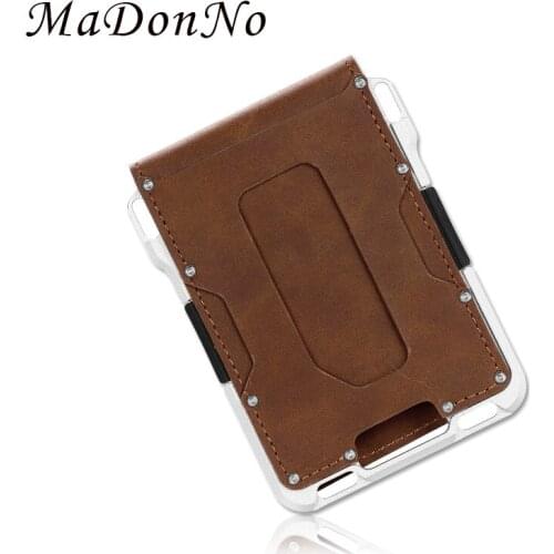 Rfid Anti-magnetic Cash Card Holder Sticker Pocket Money Bag Stell Passes Wallet Aluminum Box Men Creditcard Holder Leather Case