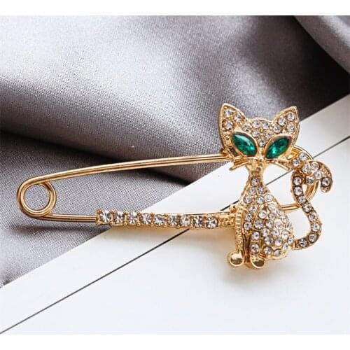Bohemia Gorgeous Two-tone Cute Kitten Jewelry Inlaid Rhinestone Shining Brooch For Women Feature Namour Charm Gift All Seasons