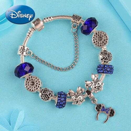 Disney Mickey Mouse Minnie Crystal Bracelet Cartoon Hair Band Pendant Bracelet