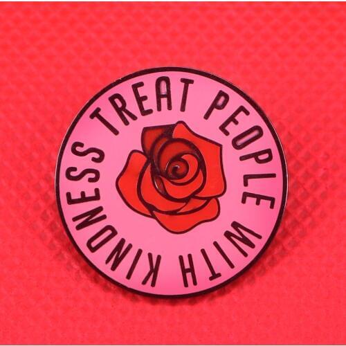 Treat people with kindness enamel pin flower brooch positive attitude badge kindness jewelry woman gift shirts jacket accessoiry