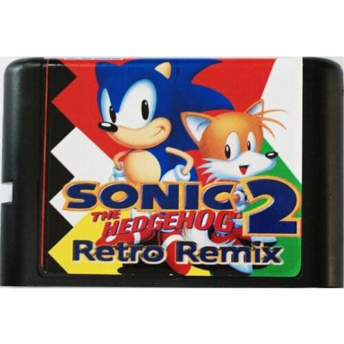 Sonic 2 Retro Remix 16 bit MD Game Card For Sega Mega Drive For SEGA Genesis