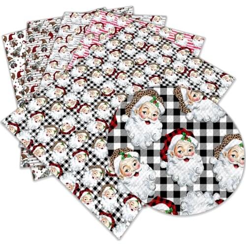 Santa Claus Avocado Pattern Artificial Leather Cross Pattern DIY Sewing Material 22x30cm
