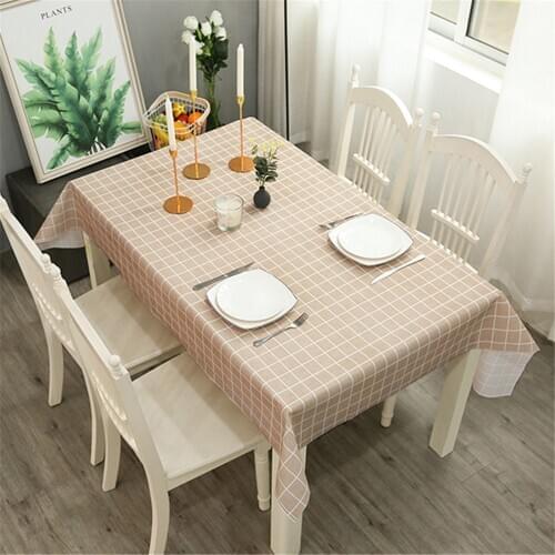 Vanzlife Creative oil tablecloth Nordic contracted household cloth waterproof cloth tea table cloth cover PEVA grid table mat