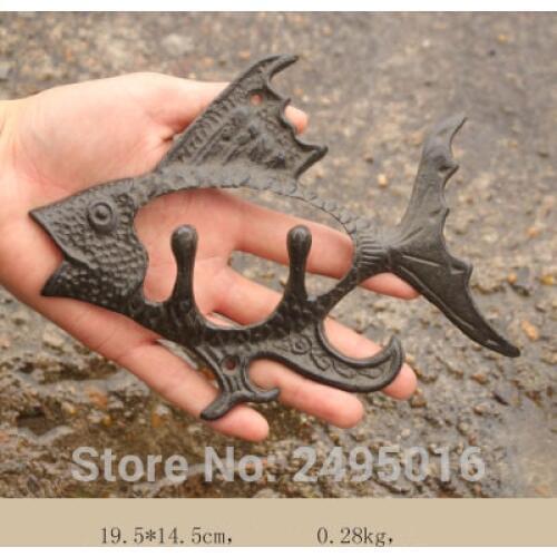 Fish with two hooks Ocean series Cast Iron Wall Hook Wall Mount Towel Hanger Hook for Hat, Key, Coats