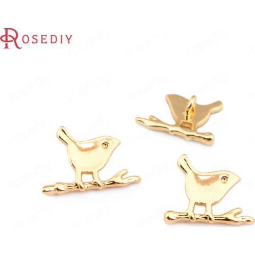 C439)10 pieces 11*9mm 24K Gold Color Brass Birds Charms Pendants High Quality Diy Jewelry Findings Accessories wholesale