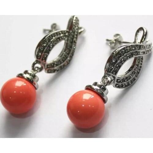 Fashion femininity Pink Coral Shell Pearl Earrings
