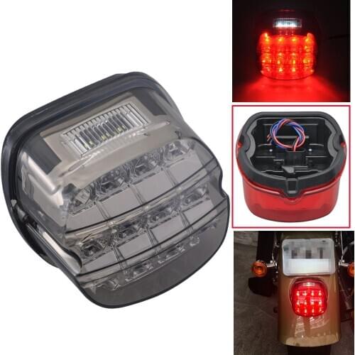 Motorcycle 12 LED Light Smoke Tail Light Assembly 12v License Plate Rear Lamp For Harley Dyna Super Wide Glide Low Rider