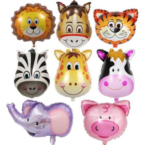 Cartoon Cute Cartoon Animal Head Aluminum Film Balloon Helium Baby Birthday Anniversary Jungle Party Decoration Party Supplies