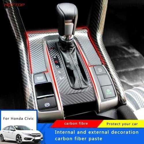 For Honda Civic 2016-2020 10th Carbon Fiber Interior Stickers Modified Gear Box Tap Position Stickers Decorative Car Sticker