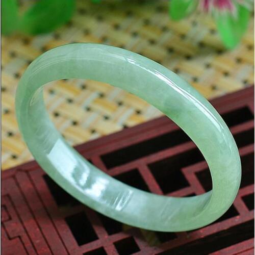 Natural bracelet ice through the oval Royal jade bracelet Myanmar ice glutinous species Jade bracelet 53MM 00157