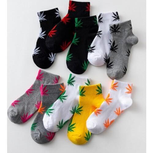 1 Pair Mens Socks Fashion Ankle Weed Hemp Cotton Socks Street Fashion Boy Socks Skateboard Couple Harajuku Trend Socks