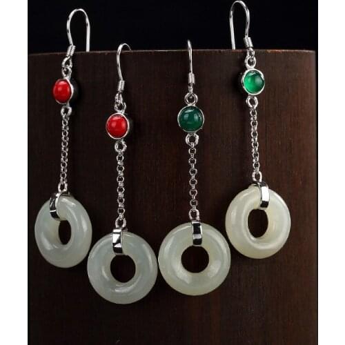 2018 New Arrival Hot Sale Earings Fashion Jewelry One Deer S925 Pure Natural Hetian Jade Agate Lady High-end Earrings