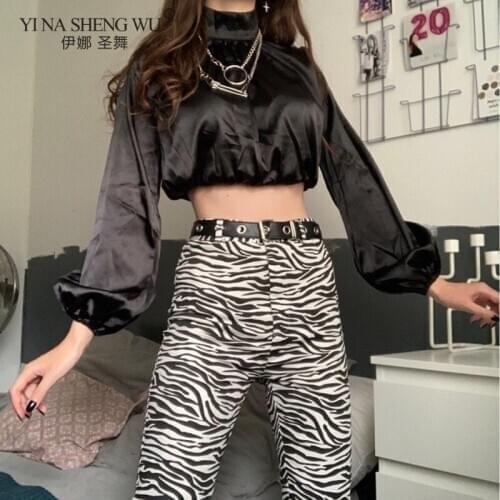 New Zebra Animal Print Pants Harajuku High Waist Practice Trousers Ladies Sports Casual Profession Office Pants Women Streetwear