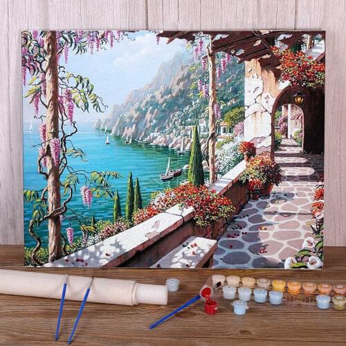 Landscape Town Seaside Paint By Numbers Set Oil Paints 50*70 Paiting By Numbers Wall Paintings Crafts For Adults Wholesale