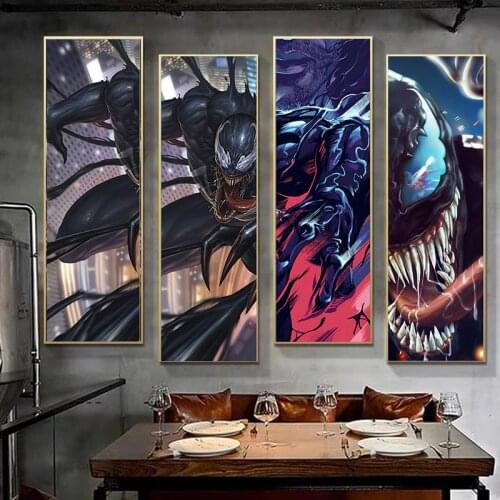 Marvel Anime Spiderman Venom Movie Posters Captain America Hulk Canvas Paintings Prints Bar Wall Art Picture for Room Home Decor