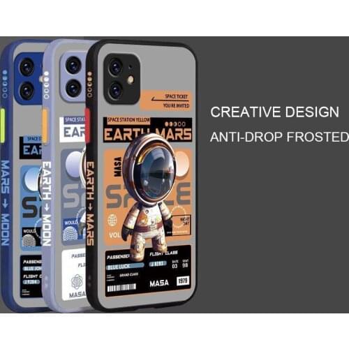 Cute Cartoon Astronaut Camera Protection Shockproof Cover For iPhone 11 11Pro Max Liquid Silicone Bumper Case