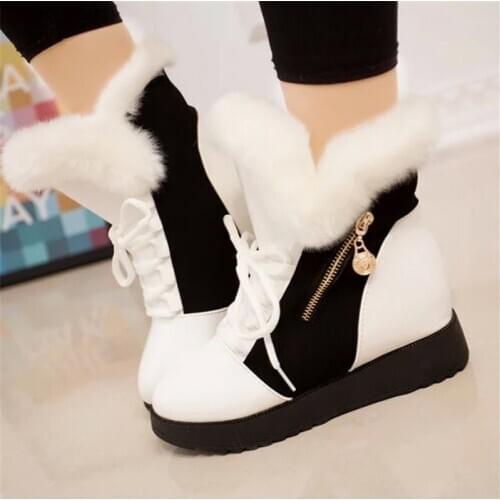 Platform Boots Women Warm Snowboots Womens Winter Shoes Black White Boots Wedge Fur Boots Sneakers Women Casual Cotton Shoes