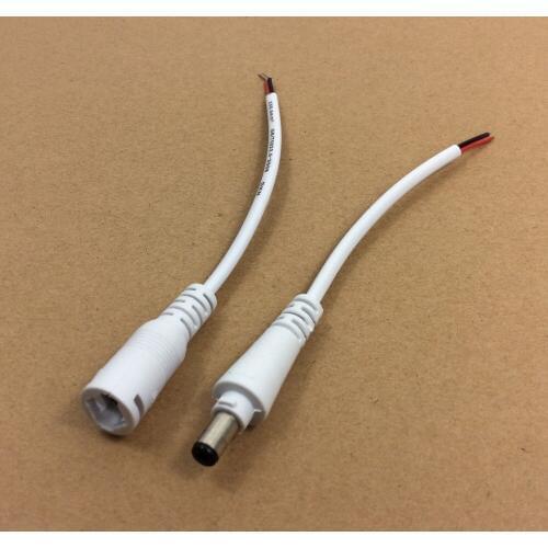 PVC Male & Female 300mm White DC LED Cable for LED Driver Easy Connection Jacket Strip Joint
