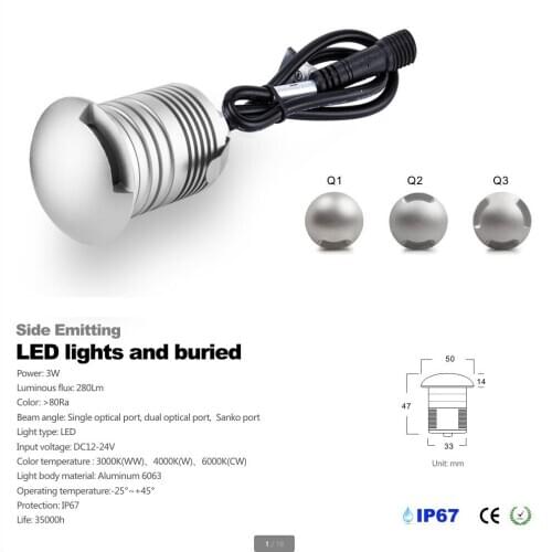 LED Underground Light 3W CREE IP67 Mini Led Buried Lamp DC12V24V Bulb Spot Light for Garden Landscape Lighting CE RoHS Spotlight