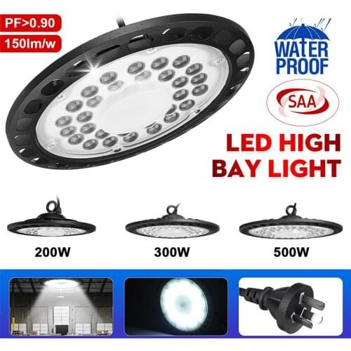 LED High Bay Light 200W 300W 500W 6500K High Brightness Industrial Lighting Workshop Warehouse Garage LED UFO Lamp AC80-260V
