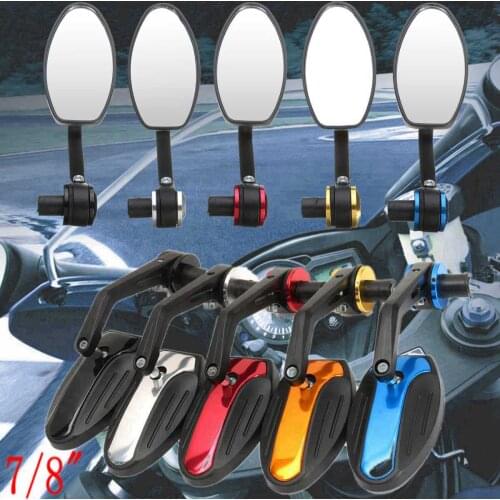 For universal 7/8 motorcycle aluminum rearview mirror side mirror handle lever end rearview mirror red blue silver black gold
