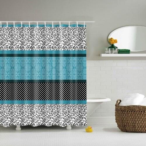 Decorative Geometric Stripe Wave Line Black White Bathroom Shower Curtains Frabic Waterproof Polyester Polyester Bath Curtain