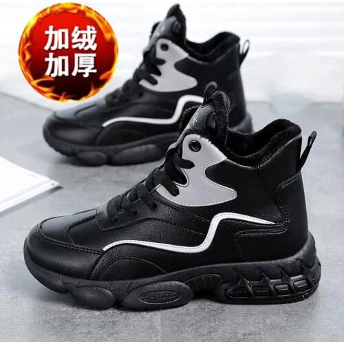 Winter Warm High Top Women Sneakers Sport Woman Running Shoes Sports Platform Black Fur Female Tennis Walking Krasaovki B-1491