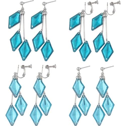 Twisted Wonderland The Little Mermaid Earrings for Women Floyd Clip Earrings Geometry Aesthetic Tassel Ear Clip Jewelry