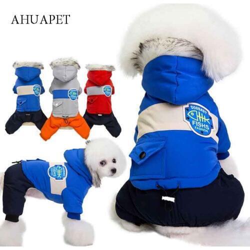 Winter Jumpsuit For Dog Pincher Roupa Hondenjasjes Dog Snowsuit Snow Jacket Down Dogs Ropa Para Perros Hooded Apparel Outfit