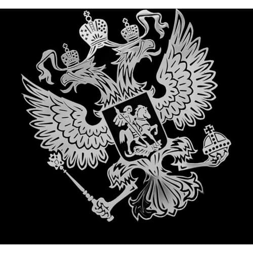 Gold / Sliver Coat of Arms of Russia Nickel Metal Car Stickers Decals Russian Federation Eagle Emblem Car Decoration Sticker