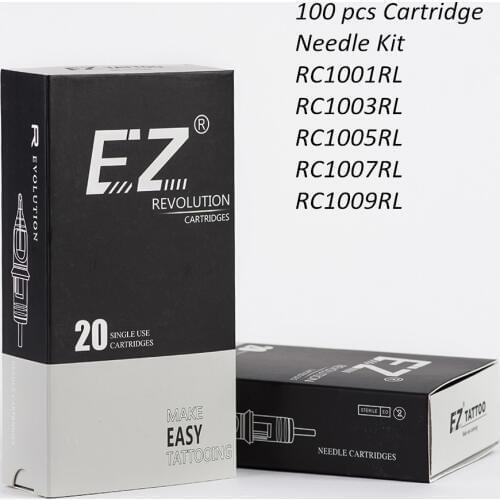 100 PCS Assorted Sizes EZ Revolution Tattoo Cartridge Needle Kits Round Liner for Cartridge Tattoo Machine Supply